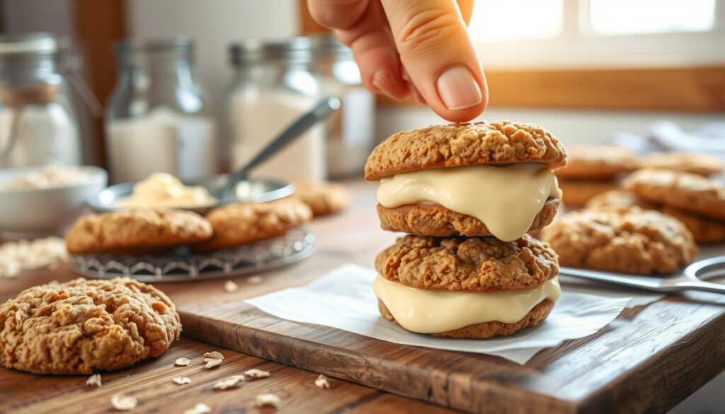 assembling oatmeal cream pies