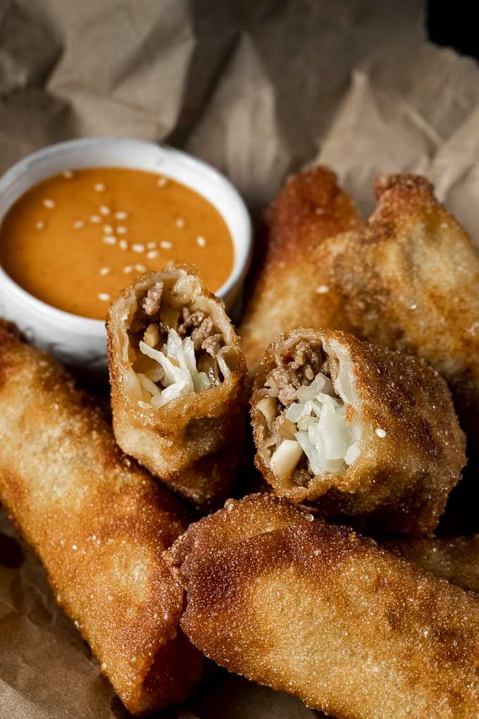 Korean Ground Beef Egg Rolls