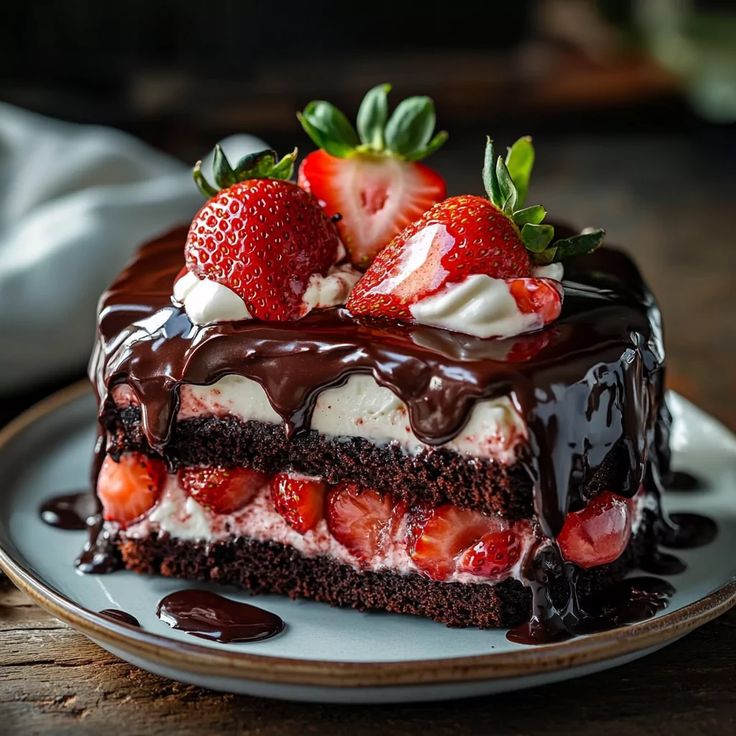 Chocolate Strawberry Banana Walnut Cake