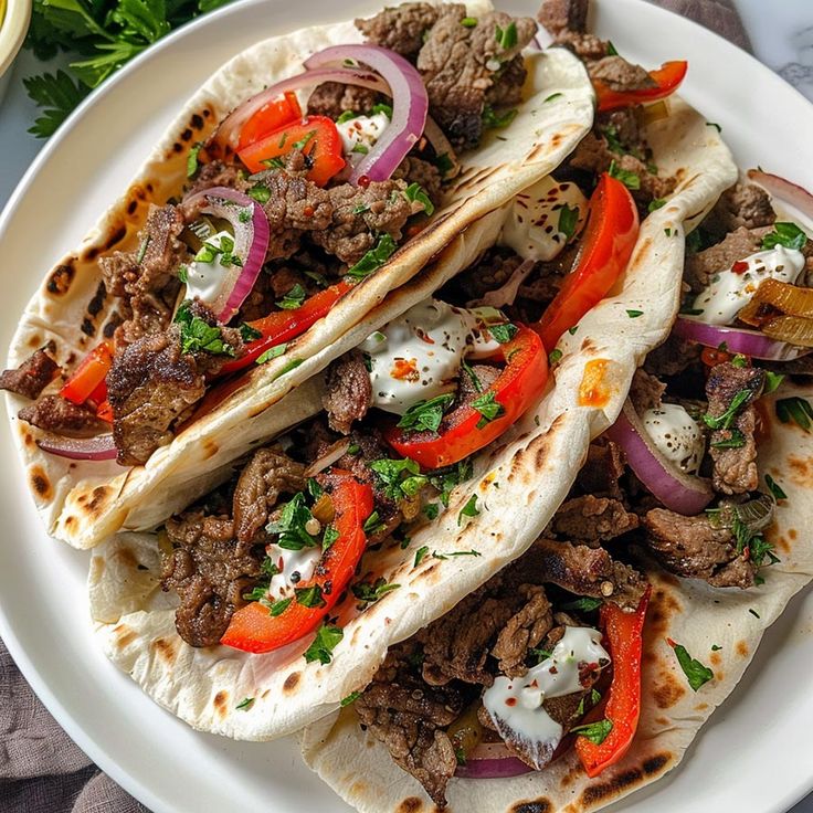 Hamburger Peppers and Onion Gyros