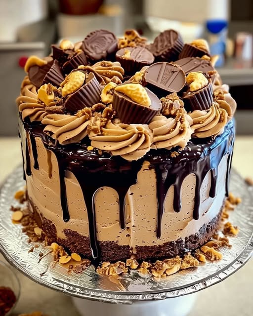 Decadent Reese’s Peanut Butter Drip Cake