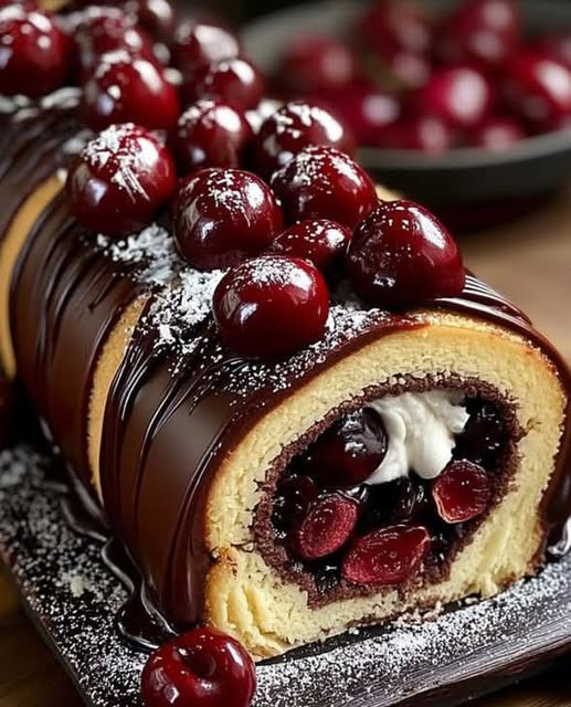 Chocolate Cherry Swiss Roll