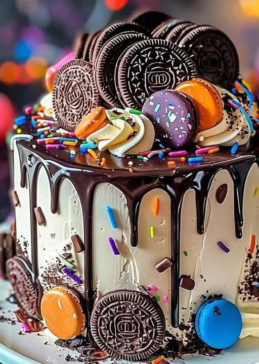Festive Oreo Macaroon Cake