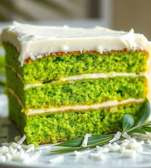 Coconut Pandan Cake with Cream Cheese Frosting