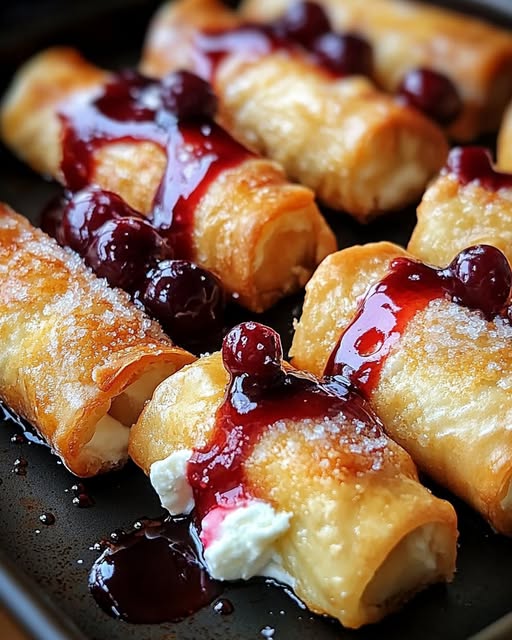 Air Fryer Cherry Cheesecake Egg Rolls