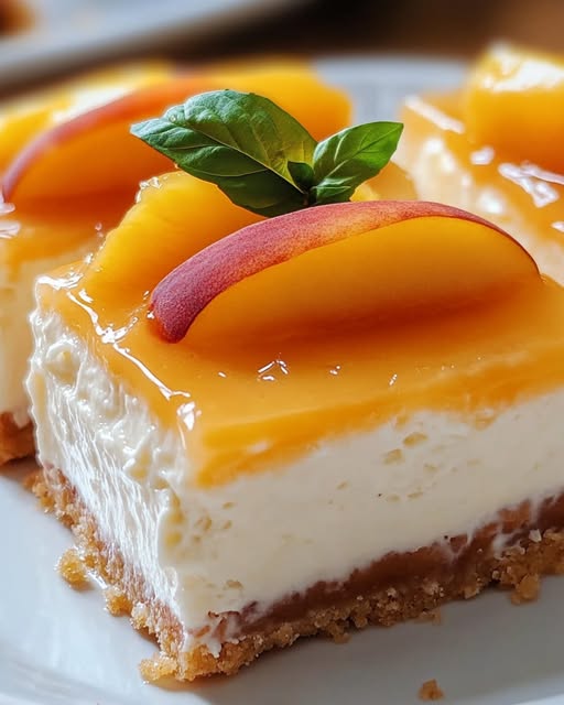 Peaches and Cream Cheesecake Bars