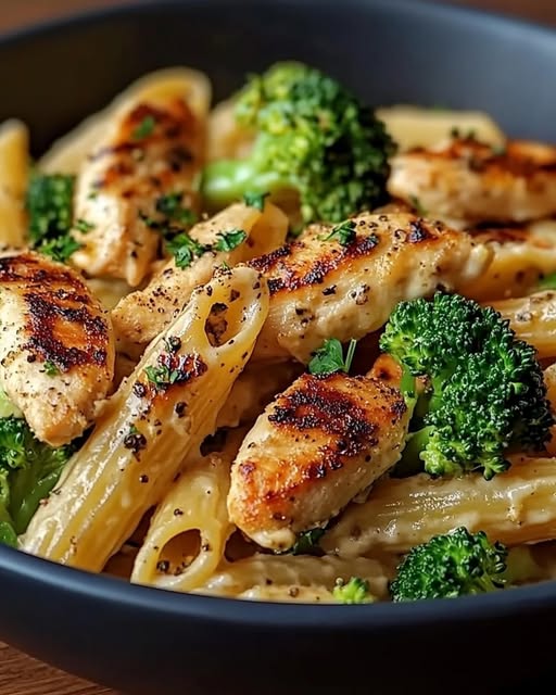 Tuscan Chicken Alfredo with Penne & Broccoli