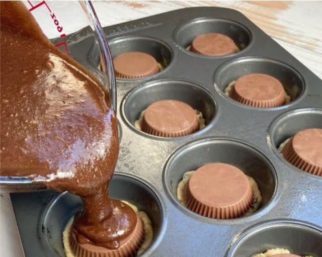 Peanut Butter Cup Stuffed Brookies