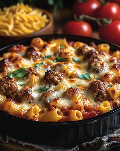 ### Baked Pasta with Cheese and Meat