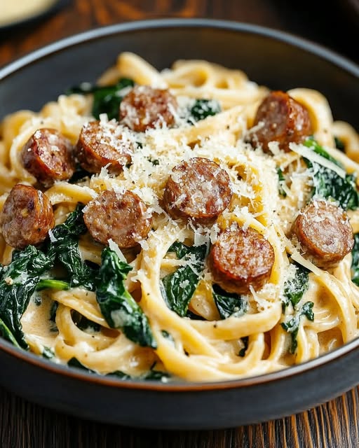 Creamy Spinach Sausage Penne