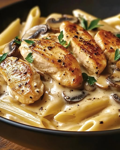 Decadent Chicken and Mushroom Pasta in Creamy Sauce